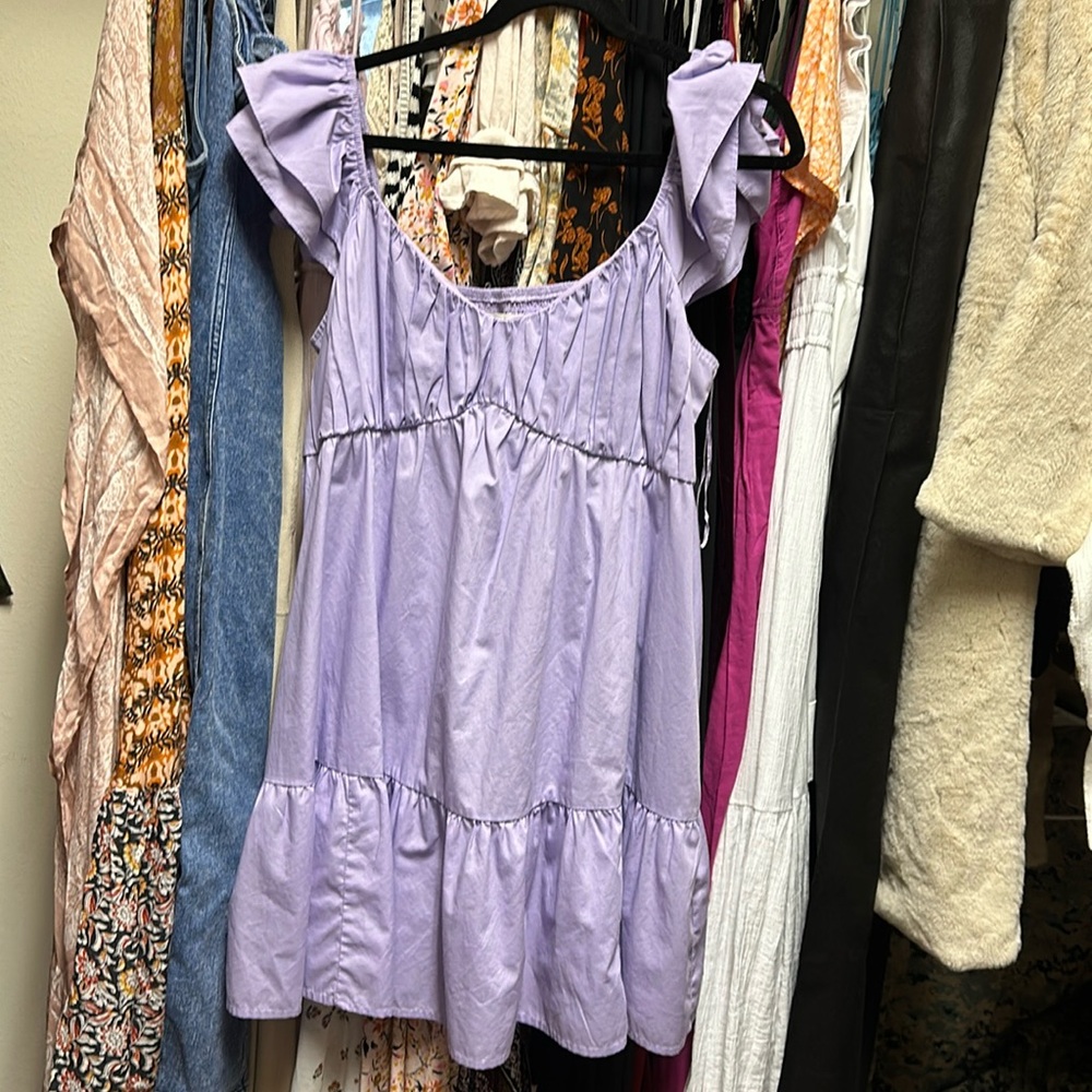 Abercrombie & Fitch Ruched Flutter Sleeve Mini Dress